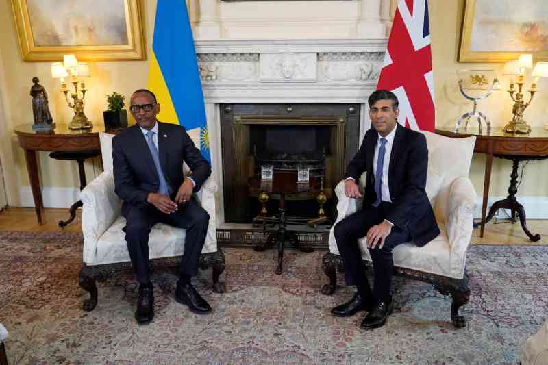 Rishi Sunak recibió al presidente Kagame de Ruanda en Downing Street el martes